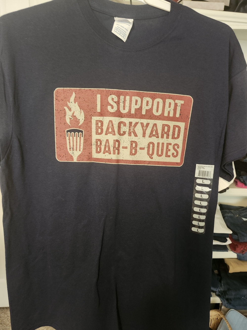 I Support Backyard Bar-B-Que Graphic T-Shirt - Navy